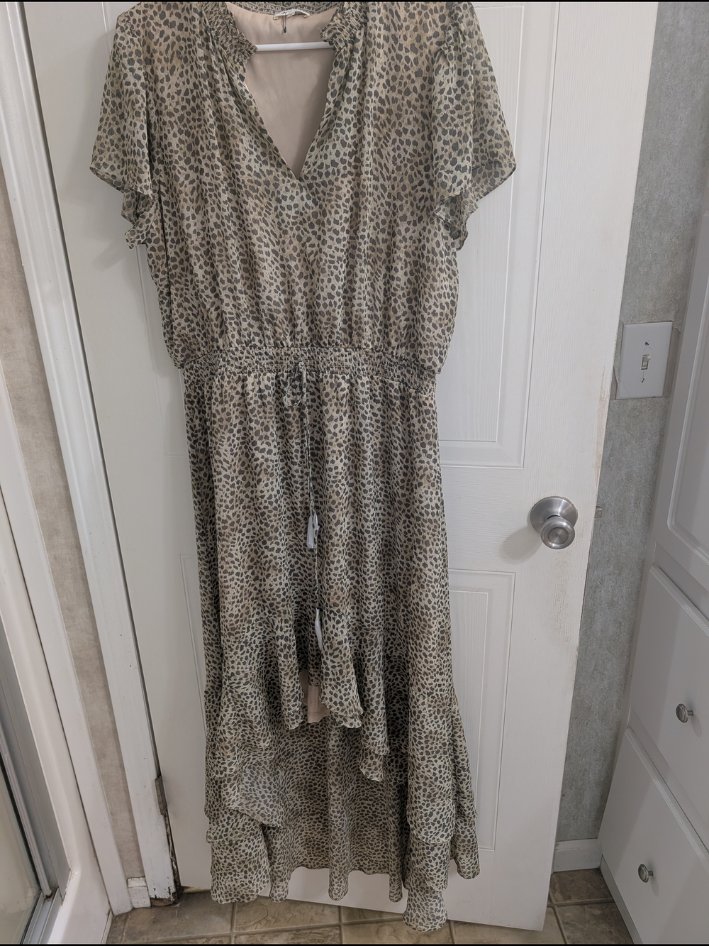 Olivia Gray Leopard Print V-Neck High-Low Maxi Dress
